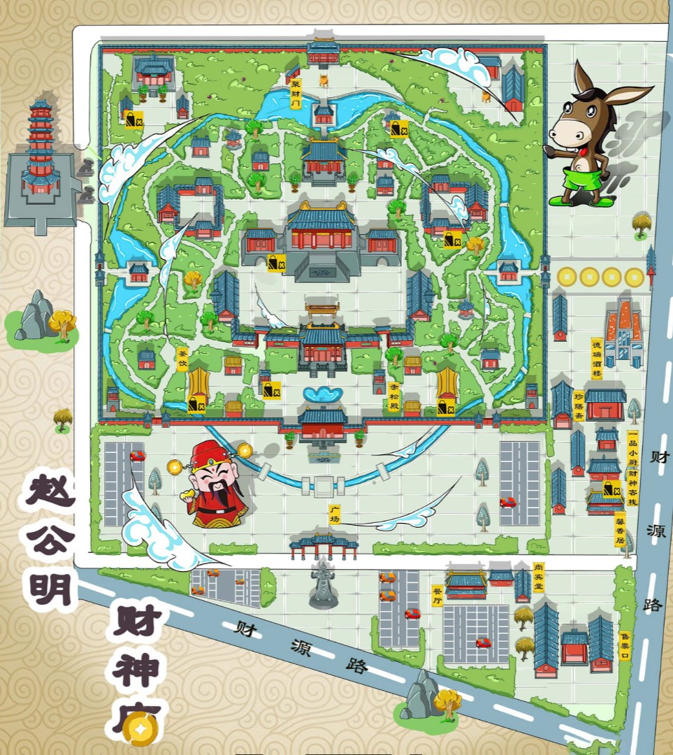 福田寺庙类手绘地图